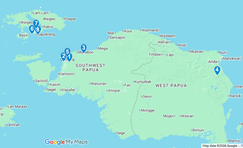 West Papua Birding Tour Map